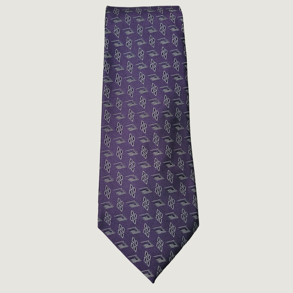 Ralph Lauren Purple Label Silk Tie Geometric Diamond Made in England Purple